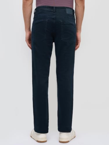 Park Avenue Men Slim Fit Solid Pattern Cotton Blend Flat Front Casual Jeans