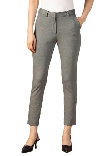 Women Grey Textured Formal Trousers