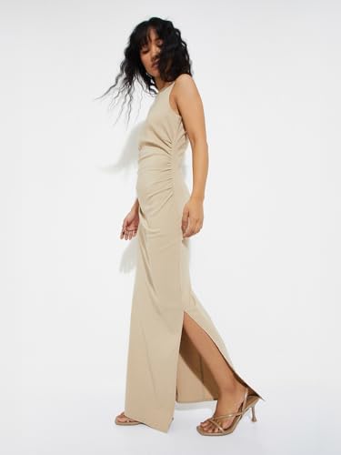 Max Alaya F x URB_N Women Bodycon Maxi Dress (Beige_XS)