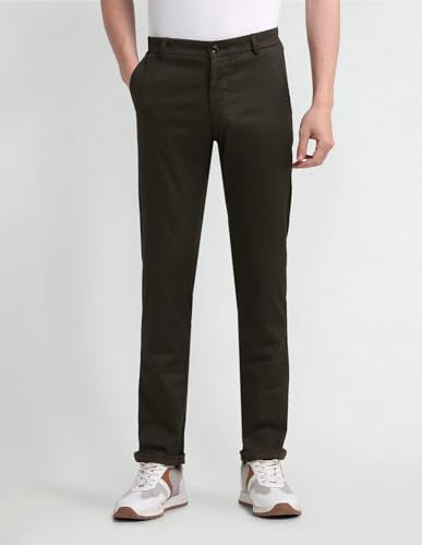 Arrow Men's Printed Slim Fit Acrylic Casual Trouser