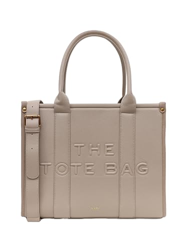 Kazo Tote Bag 2Nd Edit | Premium Faux Leather Handbag with Durable Straps | Contemporary Structured Everyday Shopper | Taupe