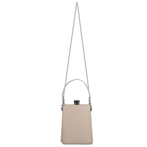 Lady Quinton Bridal Handbag Clutch Purse, Synthetic Leather Shoulder Sling Bag (Beige)