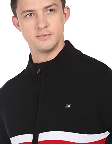 Arrow Men Black Contrast Stripe Acrylic Sweater