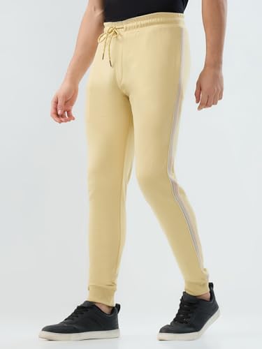 Park Avenue Men Slim Fit Solid Pattern Cotton Polyester Blend Flat Front Casual Jogger Pant