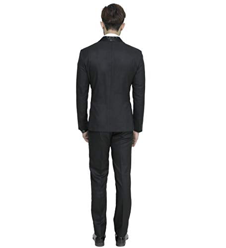 MANQ Men's Slim Fit Tuxedo Suit (ST-101-38_Black_38)