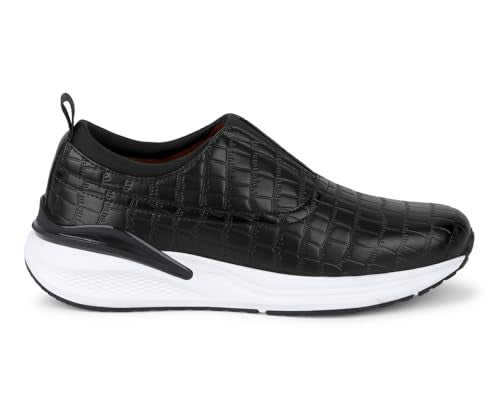 LOUIS STITCH Men's Sneakers Shoes Casual Sneaker for Men Patina Finish Cushion Sole Breathable Inner-Black (CCELJB) (Size- 6UK)