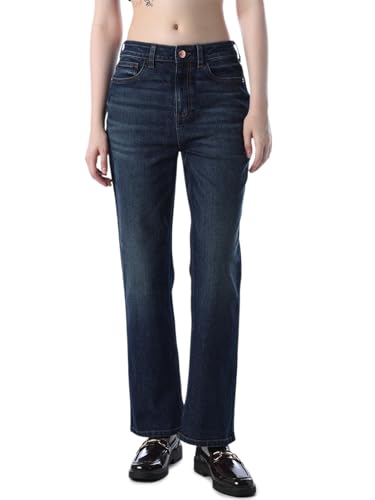 ONLY Women's Solid Regular Fit High Rise Blue Jeans