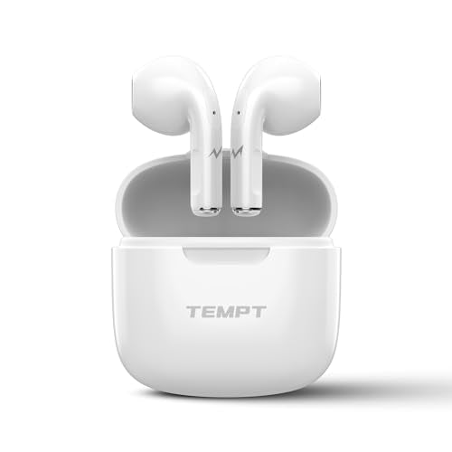 TEMPT Dots True Wireless in Ear Earbuds with up to 40Hrs Playtime, Bluetooth 5.2 Wireless Headphones, Touch Control TWS,100 hrs of Standby Time, IPX5 Water, Sweat Resistant (White)
