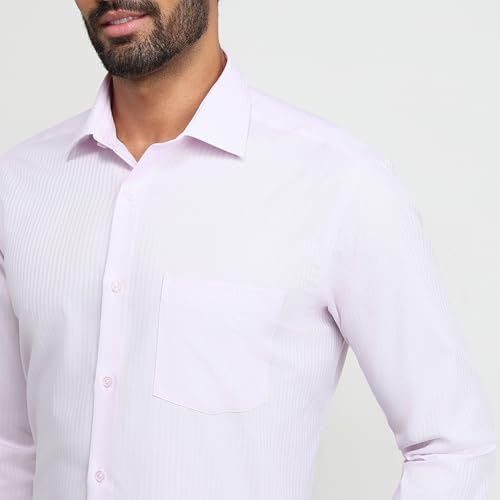 Park Avenue Men Reguler Fit Stripe Pattern Pure Cotton Semi Cutaway Collar Full Sleeve Formal Shirt Red