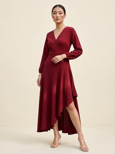 Varanga Modern Edge Dress Maroon