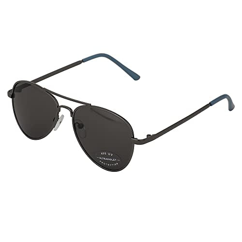 Carlton London Boy's Black Lens & Gunmetal-Toned Aviator Sunglasses with UV Protected Lens
