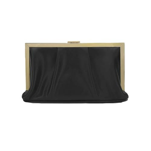 Lavie Luxe Pleatz Solid Synthetic Zipper Closure Women's Clutch (BLACK,MEDIUM)