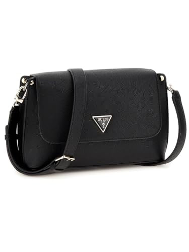 GUESS Black Textured Meridian Flap Crossbody