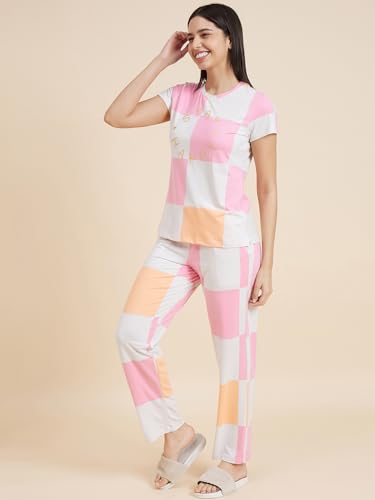 Sweet Dreams Women's Cotton Blend Solid Pajama Set Pack of 2 (2015AXCO Pink S)