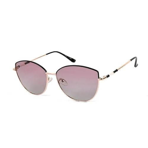 Vibe lens by HASHTAG EYEWEAR | Women Golden Black Cateye Sunglasses | Extra Large Full Rim Polarized Gradient Purple Lenses Stylish Fashion Eyewear with Metal Frame for Outdoor Driving Casual Wear
