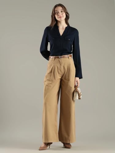 Loose Fit Solid Mid Rise Trouser