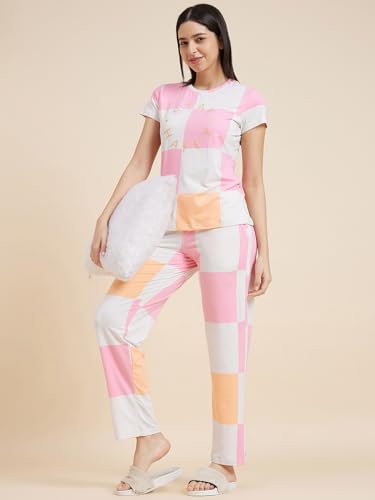 Sweet Dreams Women's Cotton Blend Solid Pajama Set Pack of 2 (2015AXCO Pink S)