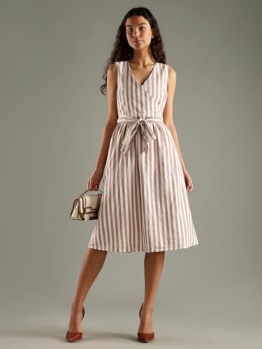 Cotton Wrap Neck A-Line Dress