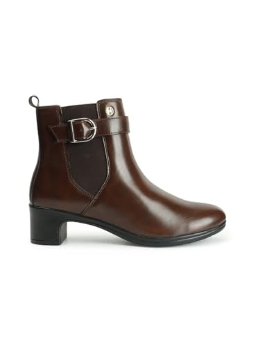 Elle Women's Fashionable Buckle Boots Colour-Brown, Size-UK 4