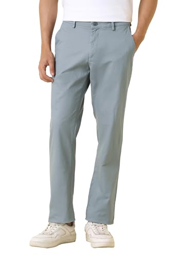Men Grey Solid Casual Trousers