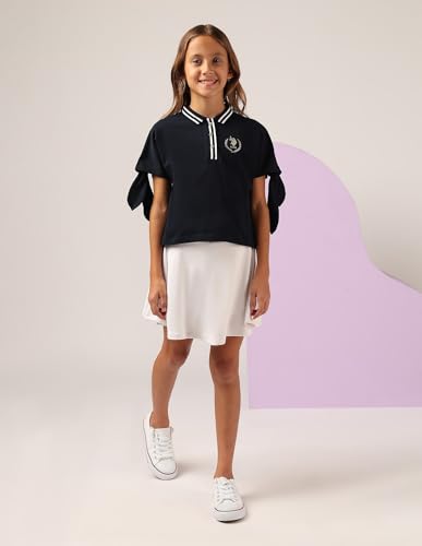 U.S. POLO ASSN. Kids Kids Regular fit Girls Cotton Solid Short Sleeves Polo T-Shirts (UGTSH0434_Blue_12M)