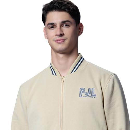 Pepe Jeans White Baseball Neck Full Sleeve Lightweight Sweatshirt
