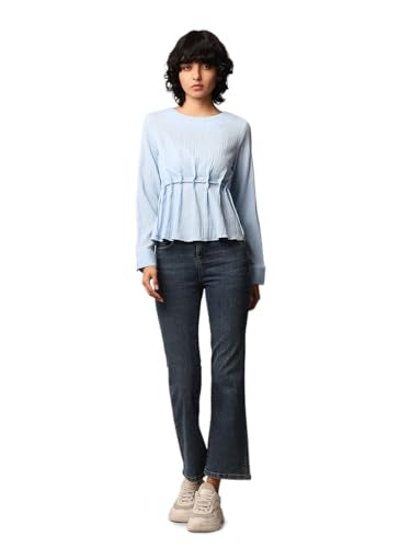 ONLY Women's Peplum T-Shirt (9007476-Crystal Blue_Crystal