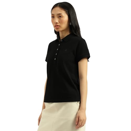 United Colors of Benetton Polo Neck Solid T-Shirt (Size: M)-25A3WG9E3173G100 Black