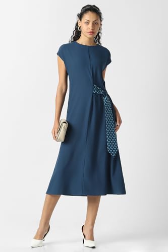 Women Navy Solid Formal Dress