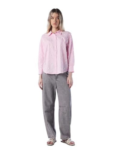 ONLY Women's Applique Regular Fit Pink Shirt