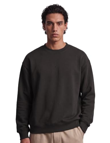 DAMENSCH Heat-Code Smart Oversized Sweatshirt for Men | Double-Brushed Fleece Winter Wear | 5°-15°C Warmth, Anti-Pill & Stretchable, Cinder Brown, M