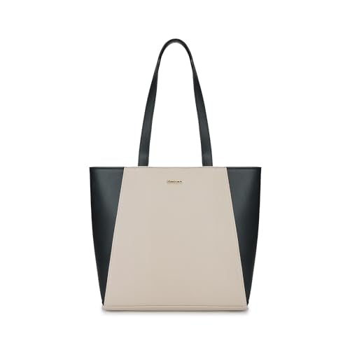 Fastrack Women Colorblocked Tote Bag | Fits Upto 14" Laptop | Spacious Main Compartment with Zip Closure, Inner Zip and Slip Pockets | Comfortable Shoulder Straps | Stylish and Trendy Design