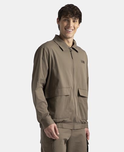 Jockey Groove MZ17 Men's Microfiber Fabric 4 Pocket Full Zip Closure Shacket_Green_S