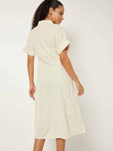 Max Women Embroidered Shirt Dress (Off White_XS)