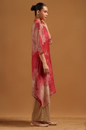 Soch Womens Deep Red Linen Paisley Print Co-Ords Set