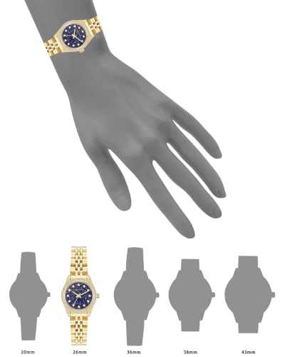 Anne Klein Women's Analog Watch Blue Lapis Dial Gold-Tone Bracelet | Crystal Bezel