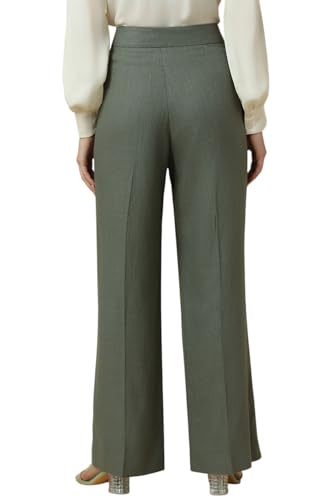 Allen Solly Women Green Regular Fit Textured Formal Trousers