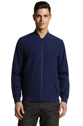 Allen Solly Men Navy Solid Full Sleeves Casual Jacket