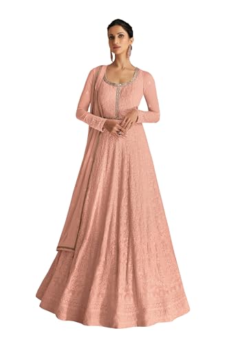 RUDRAPRAYAG Georgette and Santoon Embroidered Anarkali Gown for Women