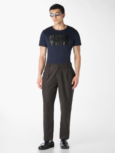 Jack & Jones Men Navy Blue Logo Print T-Shirt