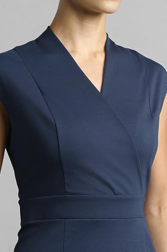 Van Heusen Women's Cotton Blend Modern Above The Knee Dress (VWDRCRGFF18119_Navy