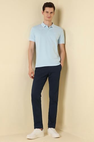 Men Navy Solid Casual Trousers
