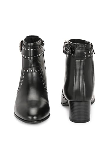 Delize Black Women mid heel platform boots-66513-38