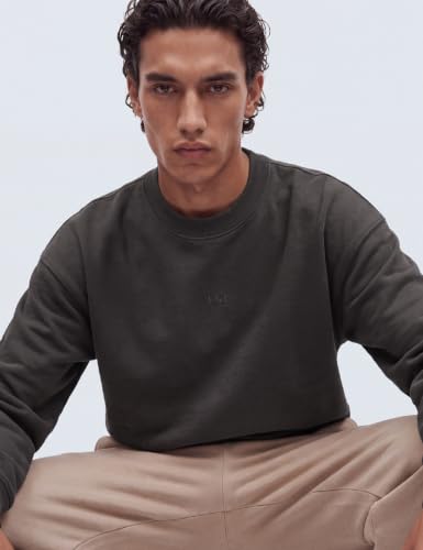 DAMENSCH Heat-Code Smart Oversized Sweatshirt for Men | Double-Brushed Fleece Winter Wear | 5°-15°C Warmth, Anti-Pill & Stretchable, Cinder Brown, M