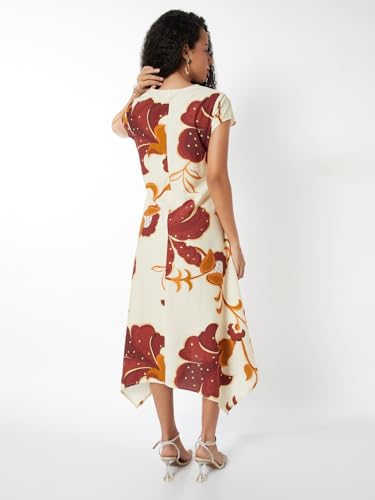 Max Women's Polyester A-Line Below The Knee Dress (EH59008B_Off White