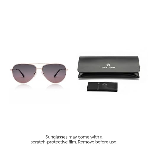 John Jacobs Full Rim Pilot Stylish & Premium Sunglasses | Polarized and 100% UV Protected | Men & Women | Medium | JJ S70015