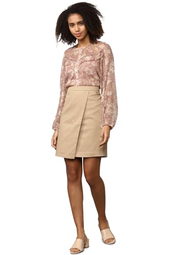 Allen Solly Polyester Blend Western Skirt Beige