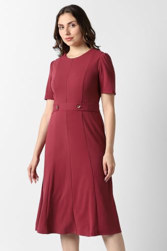 Women Maroon Solid Formal Dress