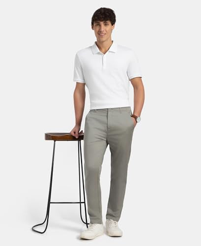 Jockey IM26 Men's Super Combed Cotton Rich Elastane Stretch Woven Fabric Slim Fit All Day Pants_Moon Mist_L