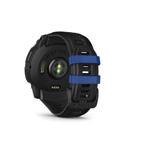 Garmin Instinct® 3 – 50 mm, AMOLED Display, Rugged Outdoor GPS Smartwatch, Built-in Flashlight, Supernova Collection Limited Edition Color, Black with Black/Bolt Blue Silicone Band